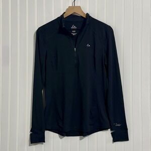 Paradox Women Quarter Zip Pullover Merino Wool Repreve M Modern Uniform Black